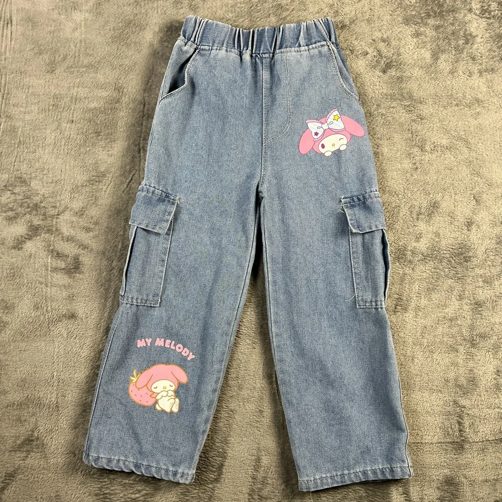Shein Girls 4-5Y 3Pc Outfit Set Pink Fluffy Jacket Heart Dress My Melody Jeans
